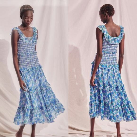 SAYLOR Jeannie Blue Floral Midi Dress Size Small - Picture 16 of 16